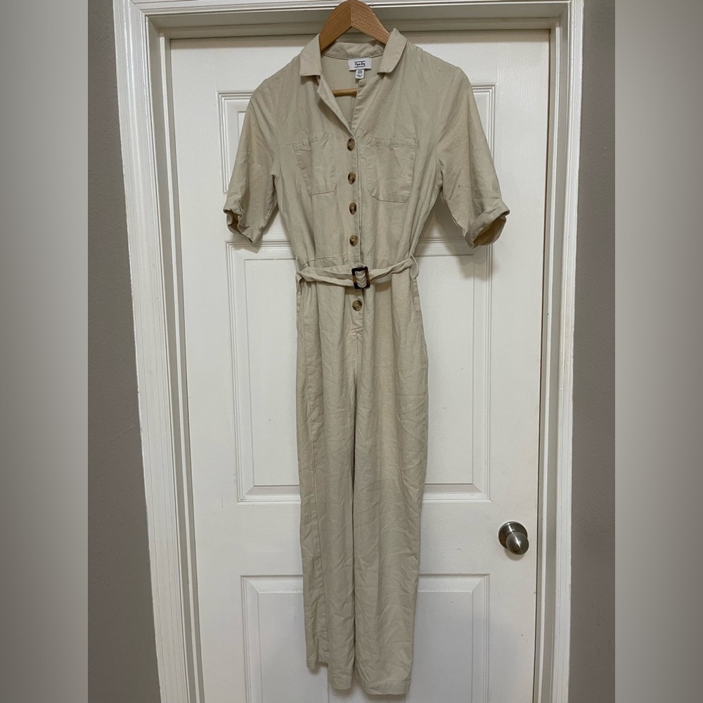 Myra Bag Cream Button-Down Jumpsuit